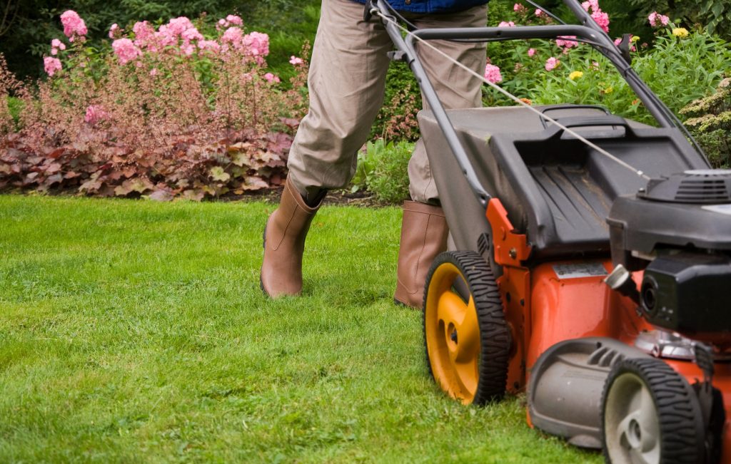 Mowing the commercial lawn