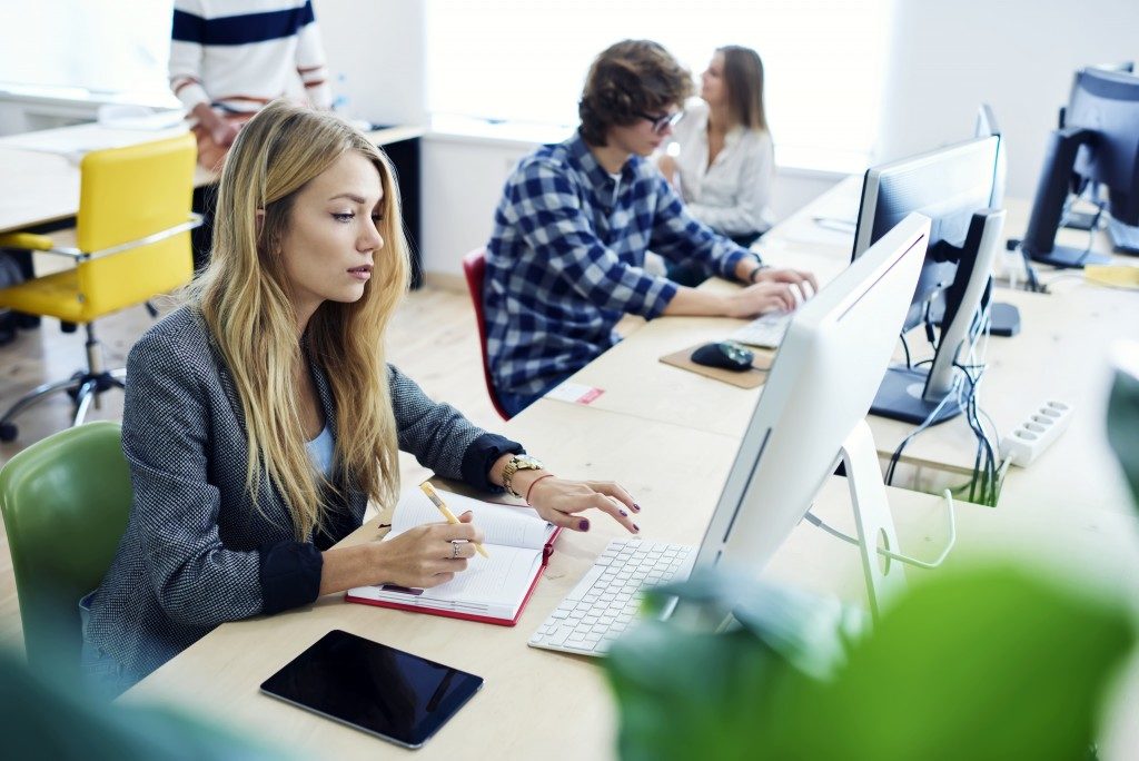 Young professionals at a co-working space