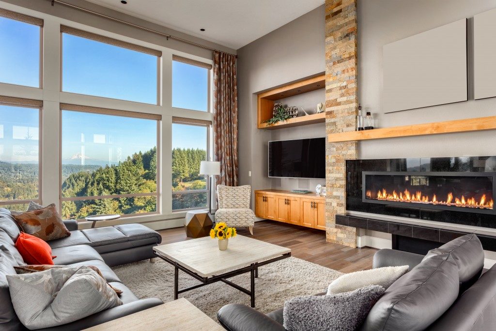 Living room with big windows