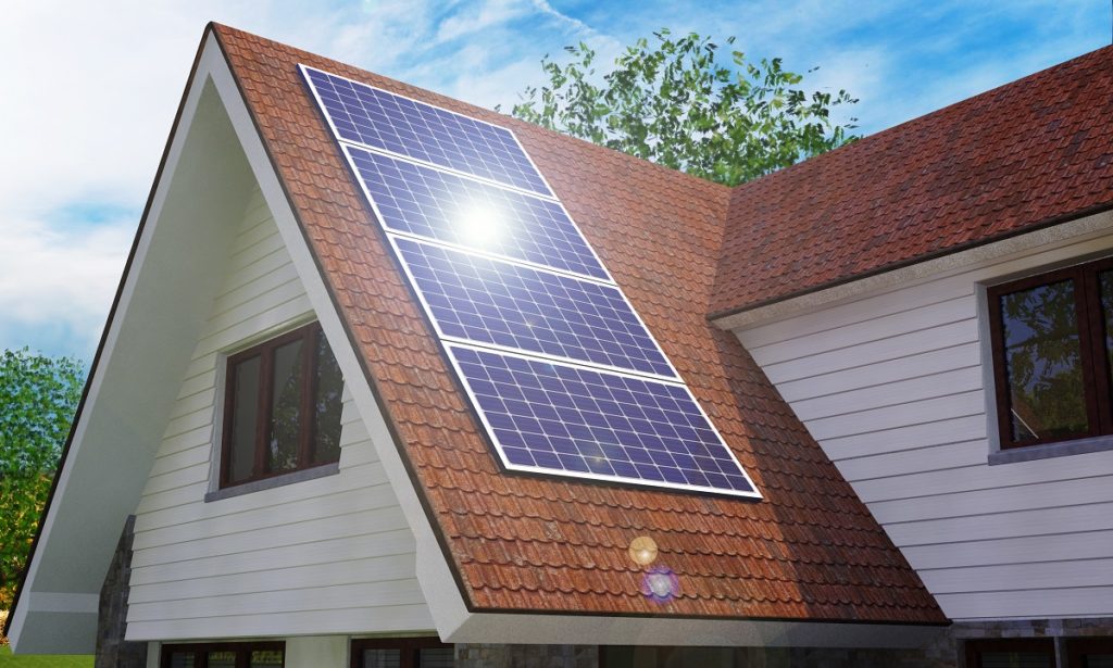 solar panels installed in a home's roof