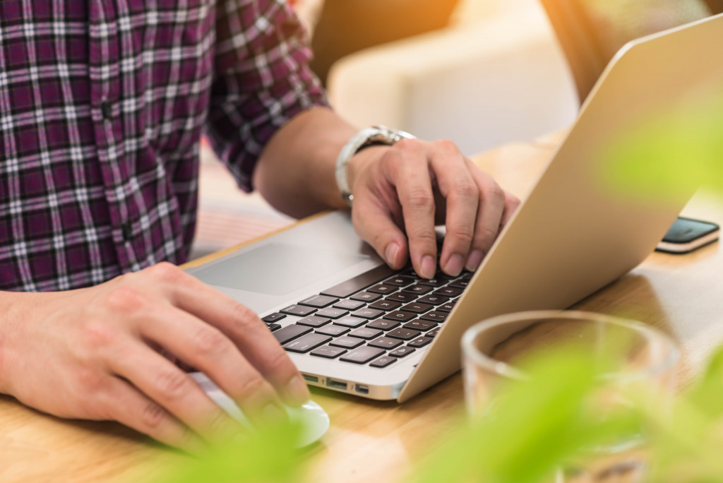 man working remotely