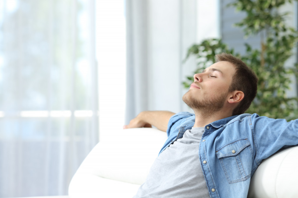 a man relaxing at home